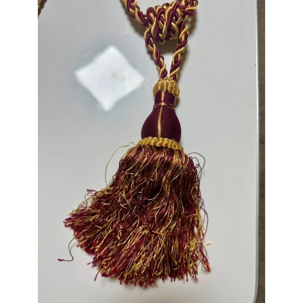 Pair of Burgundy & Gold Tassel Tiebacks